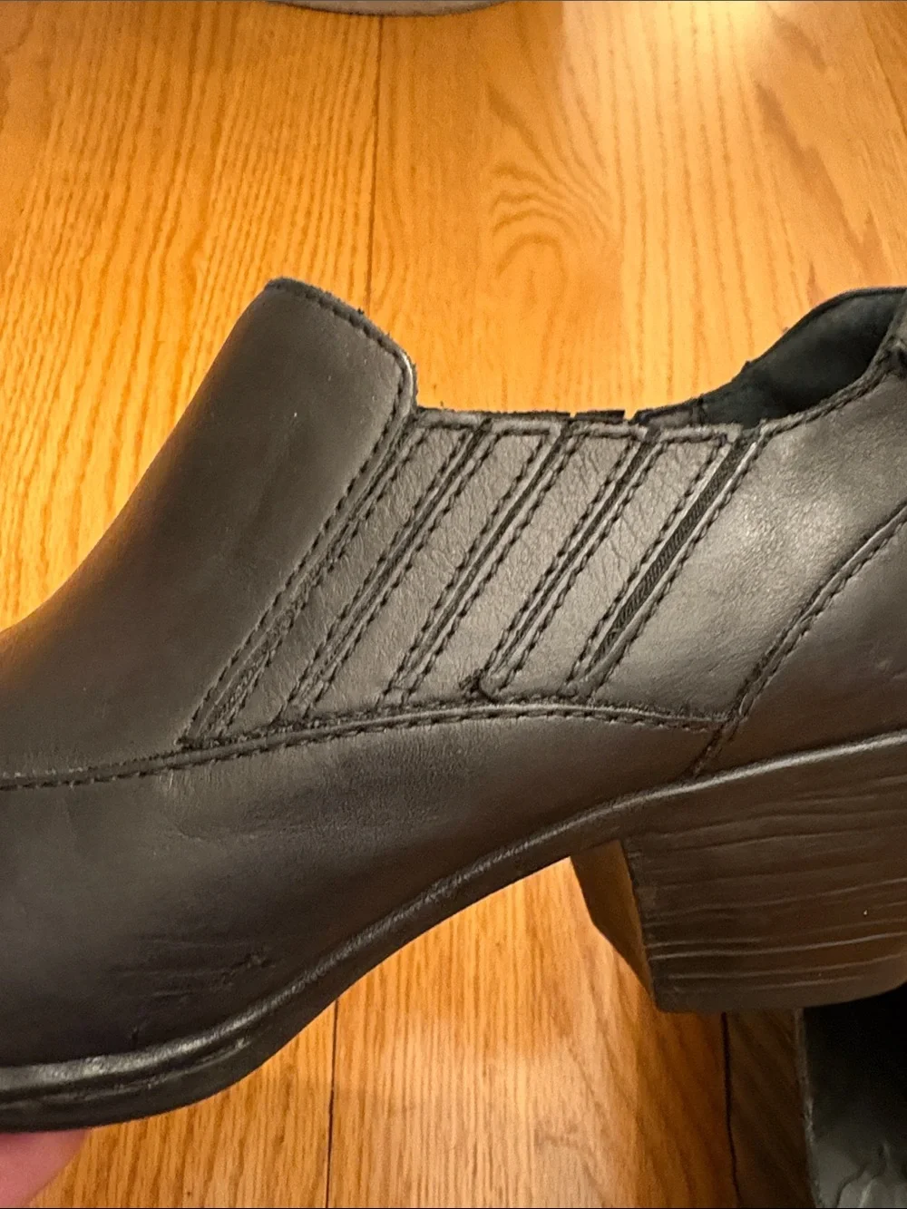 Born Black Leather Slip-On Western Booties